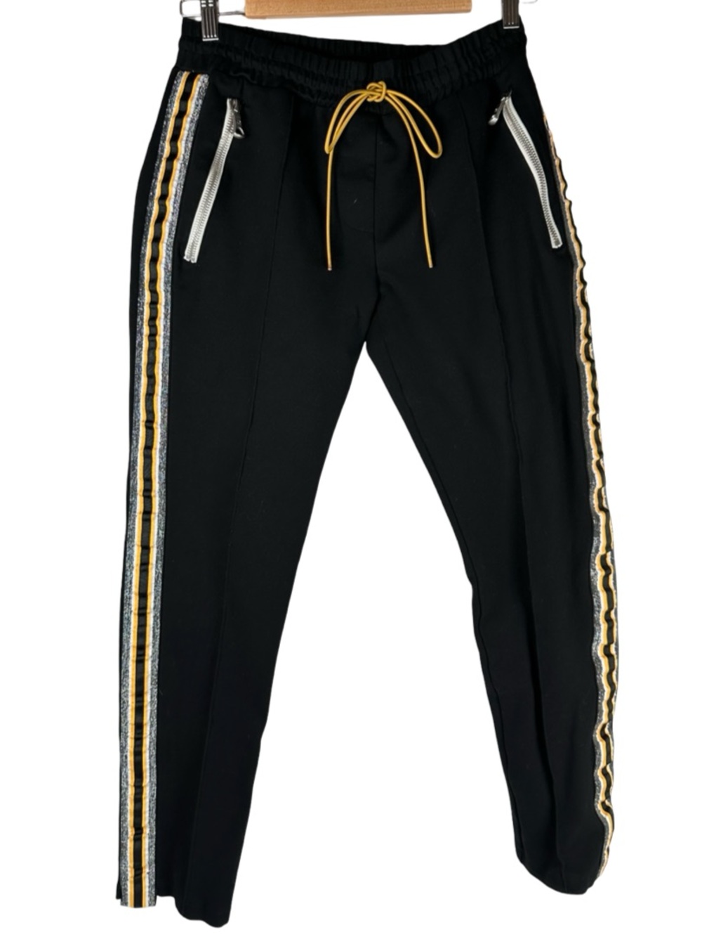 Rhude Men’s Black Drawstring Side Stripe Tuxedo Track Athleisure Pants Medium